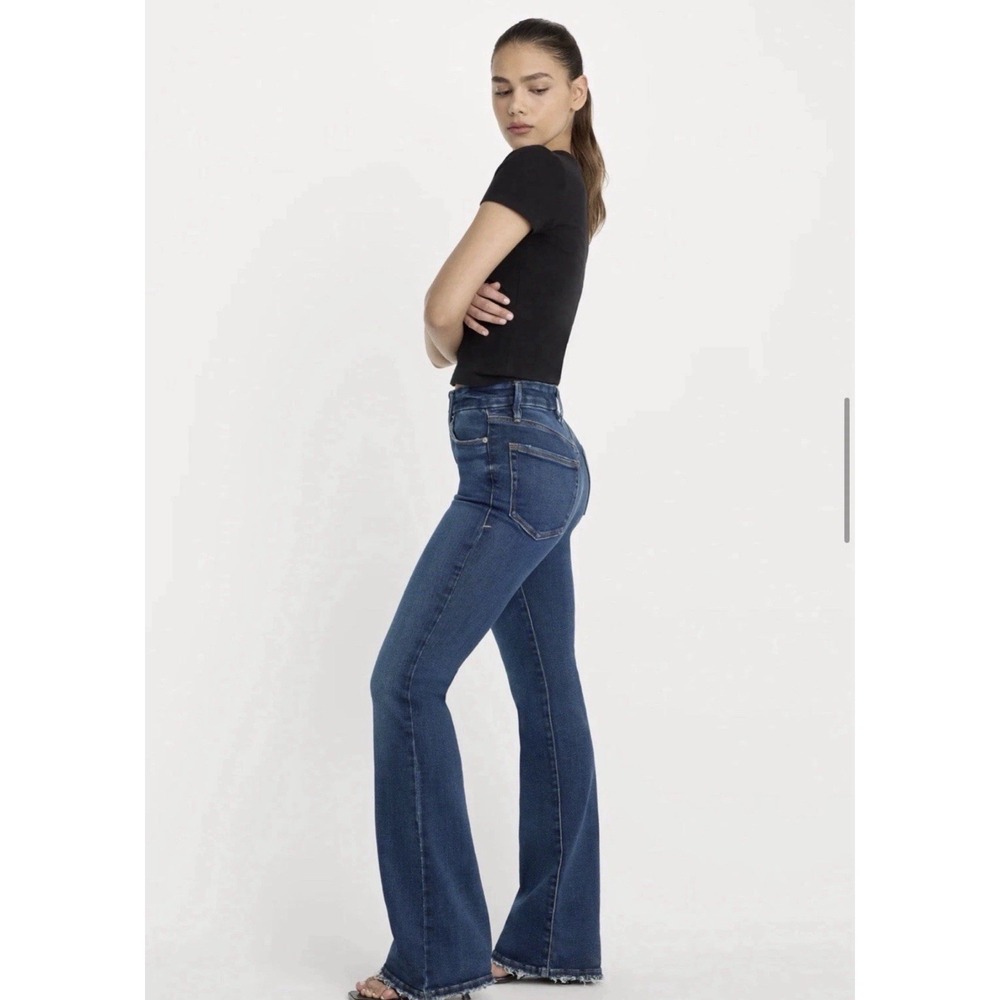 GOOD AMERICAN NWT Good Classic Bootcut Jeans 4/27 Blue Indigo511 Fray Hem